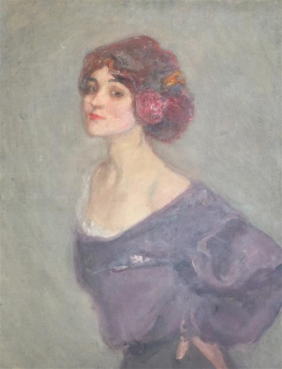 Albert de Belleroche (1864-1944) Portrait of a young lady and study of a seated woman 31.5 x 25.5in.